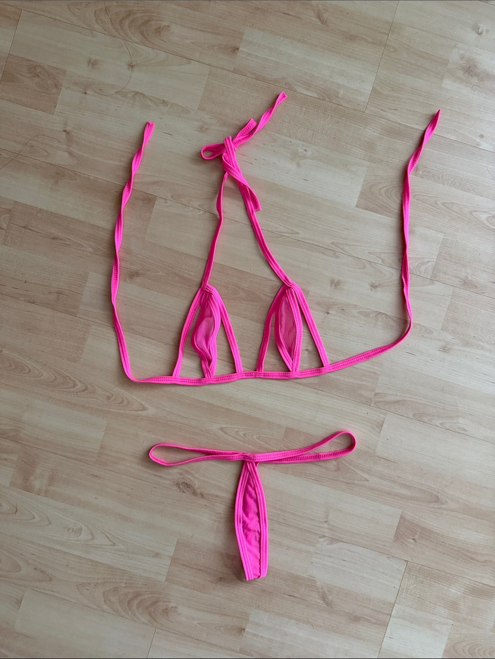 Hot Pink Micro Triangle Bikini Set
